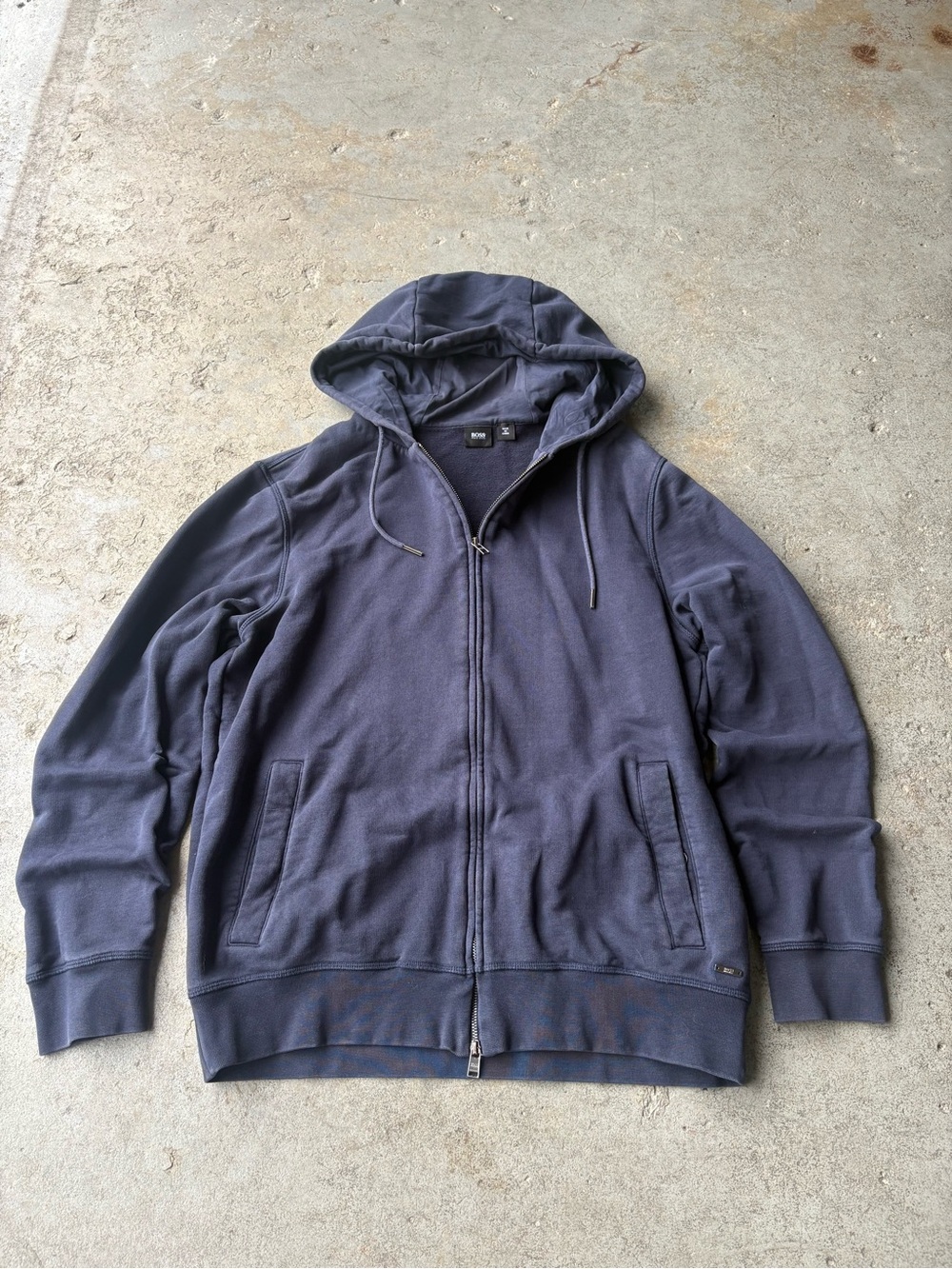 Classic Men's Boss Heavyweight Blank Navy Zip-Up Hoodie